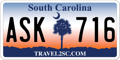 SC license plate ASK716