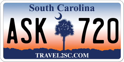 SC license plate ASK720