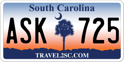 SC license plate ASK725