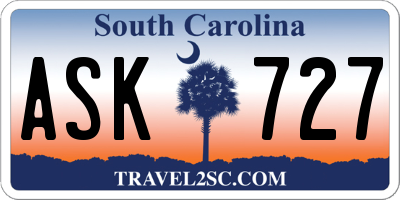 SC license plate ASK727