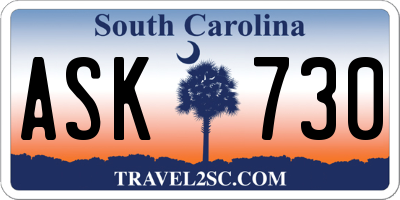 SC license plate ASK730