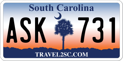 SC license plate ASK731