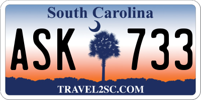 SC license plate ASK733