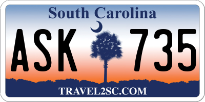 SC license plate ASK735