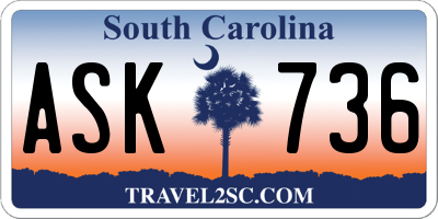 SC license plate ASK736