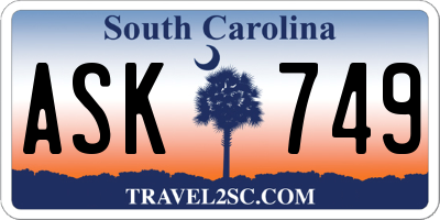 SC license plate ASK749