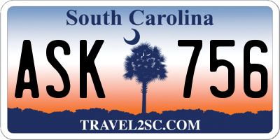SC license plate ASK756