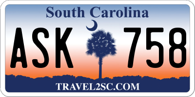 SC license plate ASK758