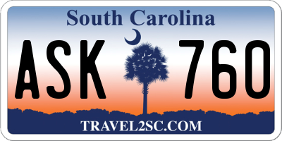 SC license plate ASK760