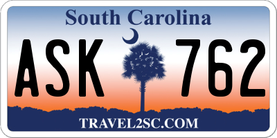 SC license plate ASK762