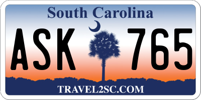 SC license plate ASK765