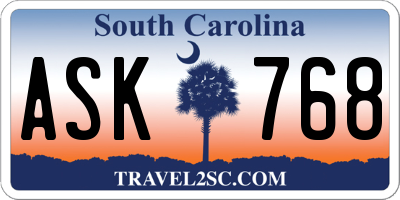 SC license plate ASK768