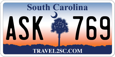 SC license plate ASK769