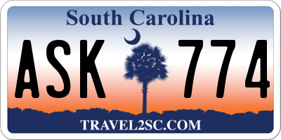 SC license plate ASK774