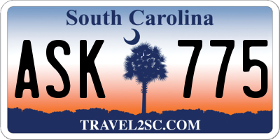 SC license plate ASK775