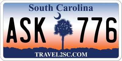 SC license plate ASK776