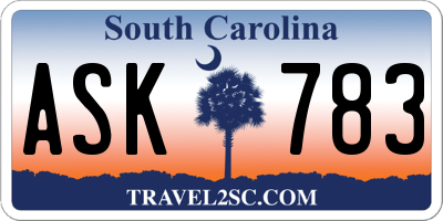 SC license plate ASK783