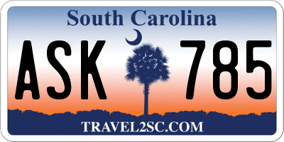 SC license plate ASK785