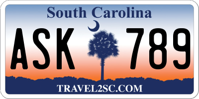 SC license plate ASK789