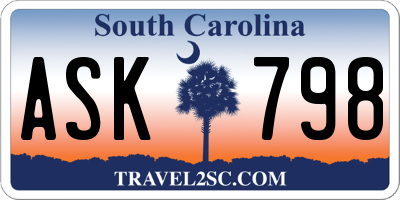SC license plate ASK798