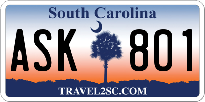SC license plate ASK801