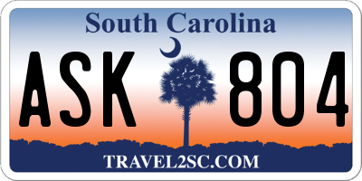SC license plate ASK804
