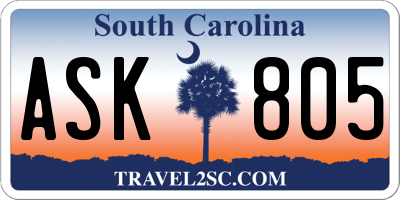 SC license plate ASK805
