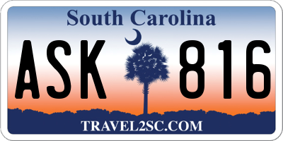 SC license plate ASK816