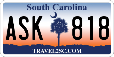 SC license plate ASK818