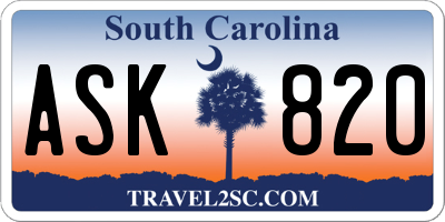 SC license plate ASK820
