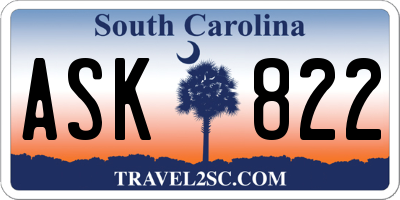 SC license plate ASK822