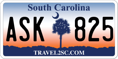 SC license plate ASK825