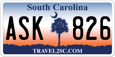 SC license plate ASK826