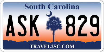 SC license plate ASK829