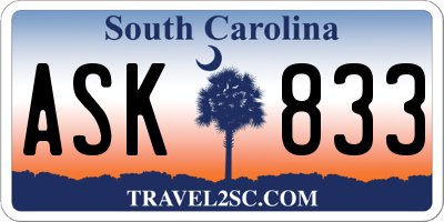 SC license plate ASK833