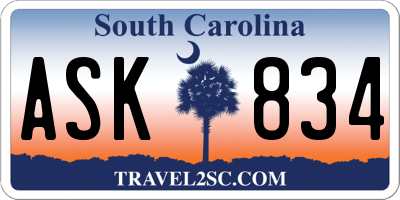 SC license plate ASK834