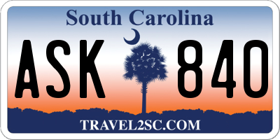 SC license plate ASK840