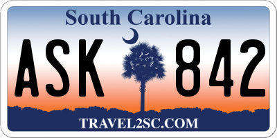 SC license plate ASK842