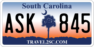 SC license plate ASK845