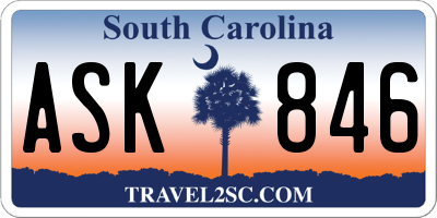 SC license plate ASK846
