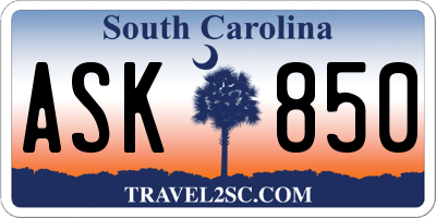 SC license plate ASK850