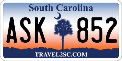 SC license plate ASK852