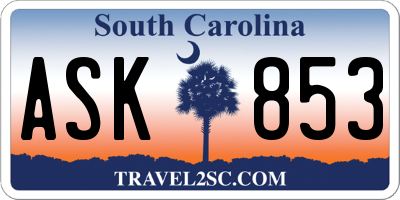 SC license plate ASK853