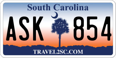 SC license plate ASK854
