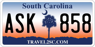 SC license plate ASK858