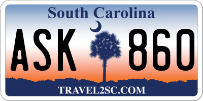 SC license plate ASK860