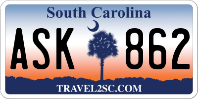 SC license plate ASK862