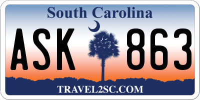 SC license plate ASK863
