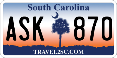SC license plate ASK870