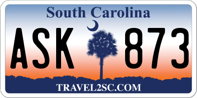 SC license plate ASK873